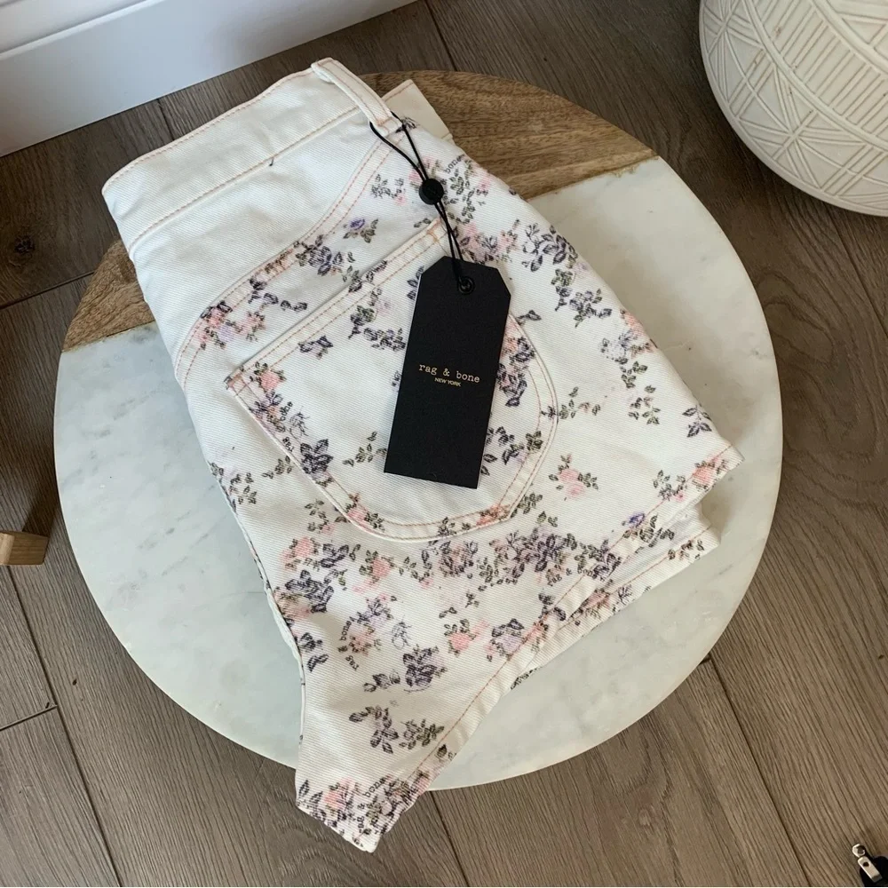 New! Rag & Bone Shorts JEAN Ellie Floral Print Denim Shorts in Micro Floral 26